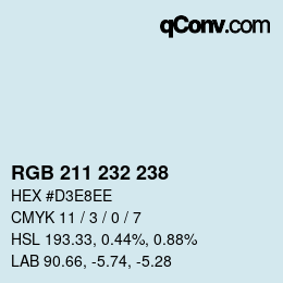 カラーコード: RGB 211 232 238 | qconv.com