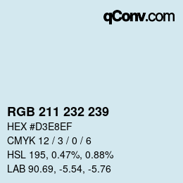 Farbcode: RGB 211 232 239 | qconv.com