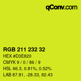 カラーコード: RGB 211 232 32 | qconv.com