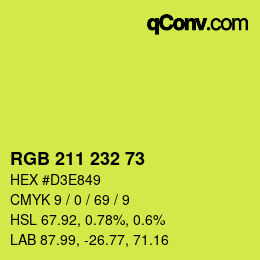 Color code: RGB 211 232 73 | qconv.com