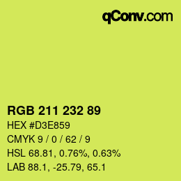 カラーコード: RGB 211 232 89 | qconv.com