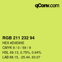 カラーコード: RGB 211 232 94 | qconv.com