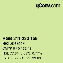 カラーコード: RGB 211 233 159 | qconv.com