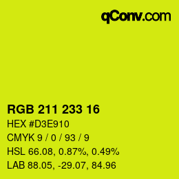 カラーコード: RGB 211 233 16 | qconv.com