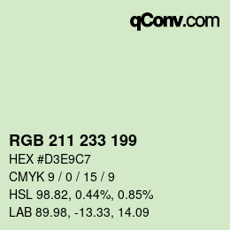 Color code: RGB 211 233 199 | qconv.com