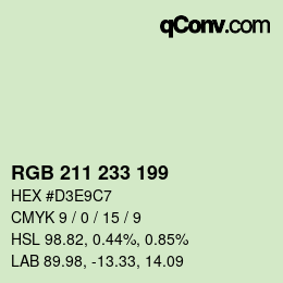 Código de color: RGB 211 233 199 | qconv.com