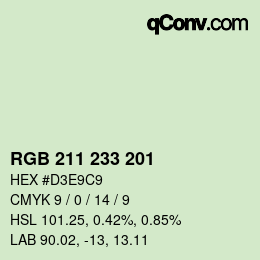 Color code: RGB 211 233 201 | qconv.com