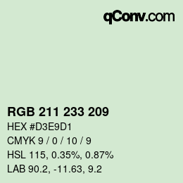 Color code: RGB 211 233 209 | qconv.com