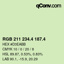 カラーコード: RGB 211 234.4 187.4 | qconv.com