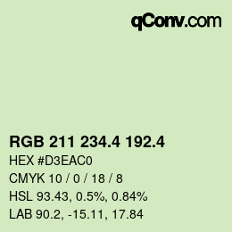 カラーコード: RGB 211 234.4 192.4 | qconv.com