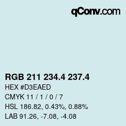 カラーコード: RGB 211 234.4 237.4 | qconv.com