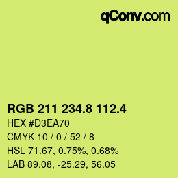 カラーコード: RGB 211 234.8 112.4 | qconv.com