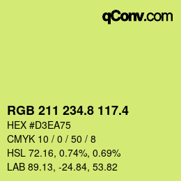 カラーコード: RGB 211 234.8 117.4 | qconv.com