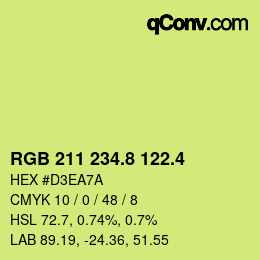 カラーコード: RGB 211 234.8 122.4 | qconv.com