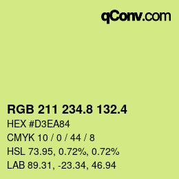 カラーコード: RGB 211 234.8 132.4 | qconv.com