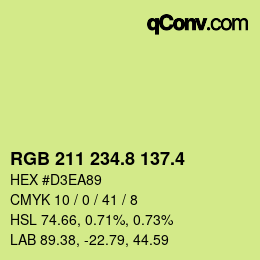 カラーコード: RGB 211 234.8 137.4 | qconv.com