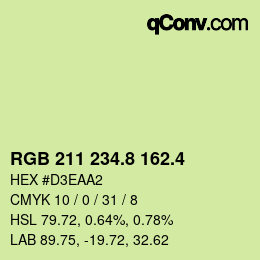 カラーコード: RGB 211 234.8 162.4 | qconv.com