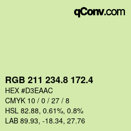 カラーコード: RGB 211 234.8 172.4 | qconv.com