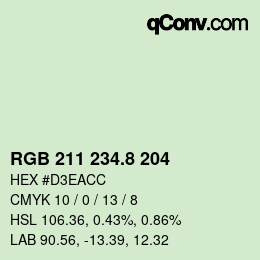 カラーコード: RGB 211 234.8 204 | qconv.com
