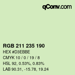 Color code: RGB 211 235 190 | qconv.com