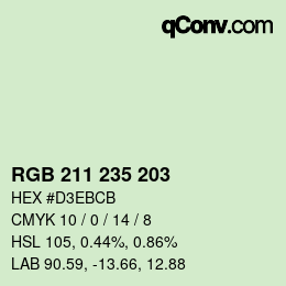 カラーコード: RGB 211 235 203 | qconv.com