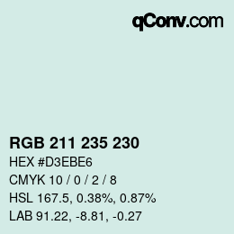 Farbcode: RGB 211 235 230 | qconv.com