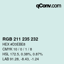 Color code: RGB 211 235 232 | qconv.com