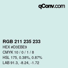 Color code: RGB 211 235 233 | qconv.com