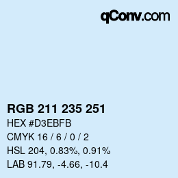 カラーコード: RGB 211 235 251 | qconv.com