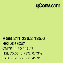 カラーコード: RGB 211 236.2 135.6 | qconv.com