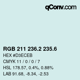 カラーコード: RGB 211 236.2 235.6 | qconv.com