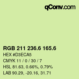 カラーコード: RGB 211 236.6 165.6 | qconv.com