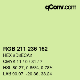 カラーコード: RGB 211 236 162 | qconv.com