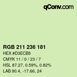 カラーコード: RGB 211 236 181 | qconv.com