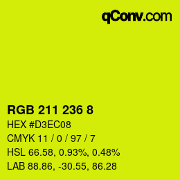 カラーコード: RGB 211 236 8 | qconv.com
