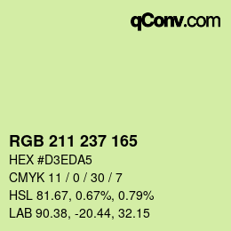 カラーコード: RGB 211 237 165 | qconv.com