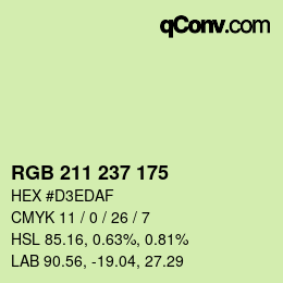 カラーコード: RGB 211 237 175 | qconv.com