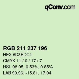 Color code: RGB 211 237 196 | qconv.com