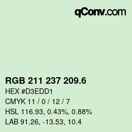 カラーコード: RGB 211 237 209.6 | qconv.com