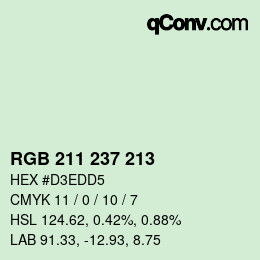 カラーコード: RGB 211 237 213 | qconv.com