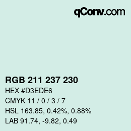 Color code: RGB 211 237 230 | qconv.com