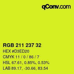 カラーコード: RGB 211 237 32 | qconv.com