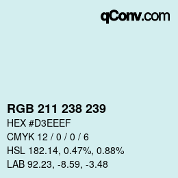 Color code: RGB 211 238 239 | qconv.com