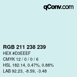 Código de color: RGB 211 238 239 | qconv.com