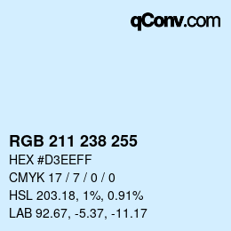 Color code: RGB 211 238 255 | qconv.com