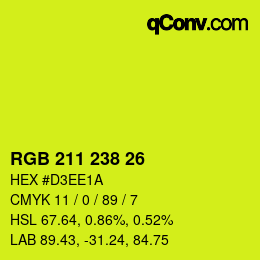カラーコード: RGB 211 238 26 | qconv.com