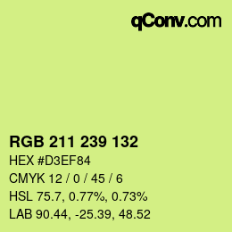 カラーコード: RGB 211 239 132 | qconv.com
