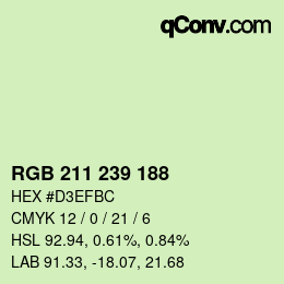 Color code: RGB 211 239 188 | qconv.com