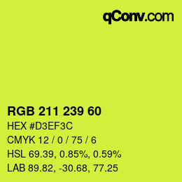 カラーコード: RGB 211 239 60 | qconv.com