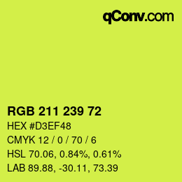 Color code: RGB 211 239 72 | qconv.com